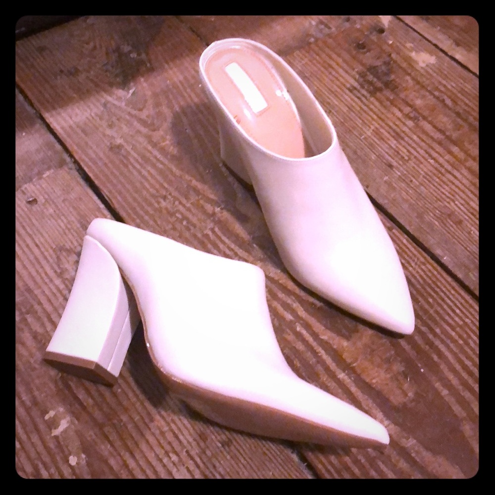 White Heeled Mules
